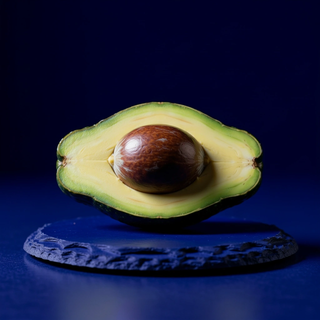Präzise Darstellung einer Avocado als Symbol für strukturelle Ernährung